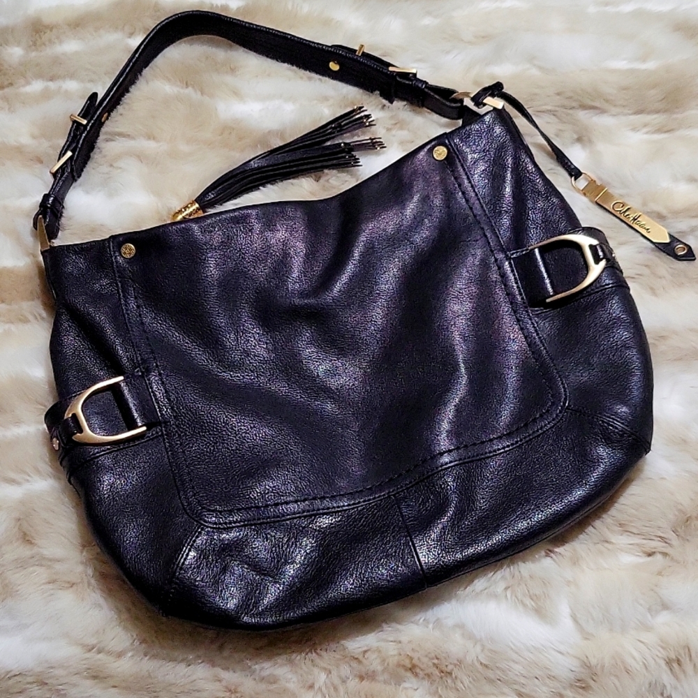 EUC Cole Haan black leather w/gold hardware hobo bag